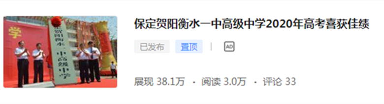 38万人次围观保定贺阳衡水一中高级中学高考成绩,网友评论:厉害!